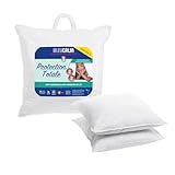 Bleu Câlin Lot de 2 Oreillers Anti-Acariens, Anti-punaises de lit, Confort moelleux, 60 x 60 cm, Enveloppe microfibre, gamme Protection Totale, Blanc